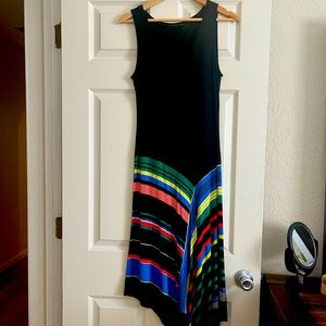 Black, colorful asymmetrical dress